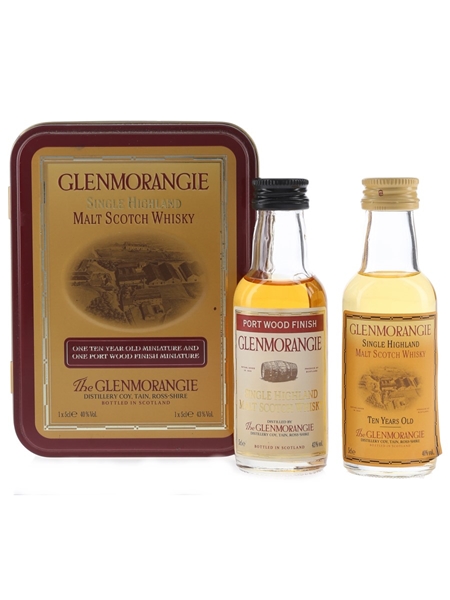 Glenmorangie Port Wood Finish & 10 Year Old Set Bottled 1990s 2 x 5cl