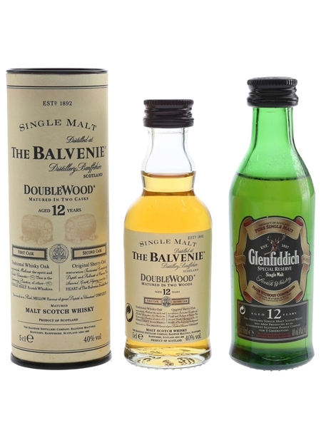 Balvenie DoubleWood & Glenfiddich 12 Year Old  2 x 5cl / 40%