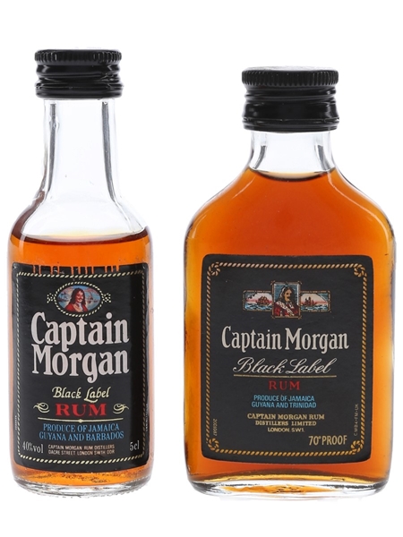 Captain Morgan Black Label Bottled 1970s & 1980s 2 x 5cl / 40%