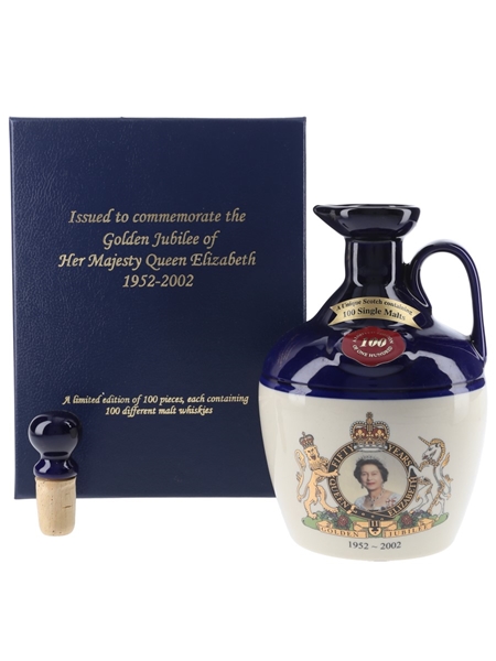 Rutherford's 100 Single Malts Ceramic Decanter The Golden Jubilee of Her Majesty Queen Elizabeth II 70cl / 40%