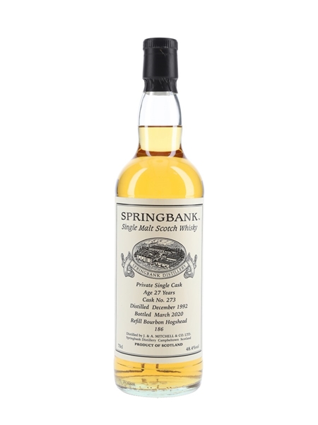 Springbank 1992 27 Year Old Private Single Cask 273 Bottled 2020 70cl / 48.4%