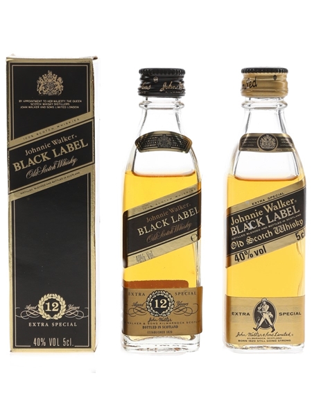 Johnnie Walker Black Label Bottled 1980s 2 x 5cl / 40%