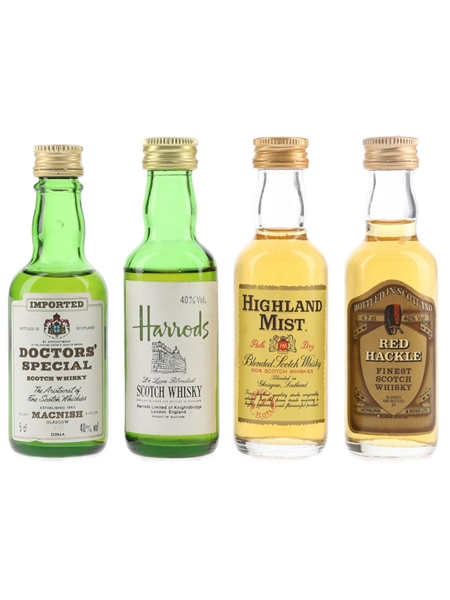 Doctors' Special, Harrods, Highland Mist & Red Hackle  4 x 4.7cl-5cl