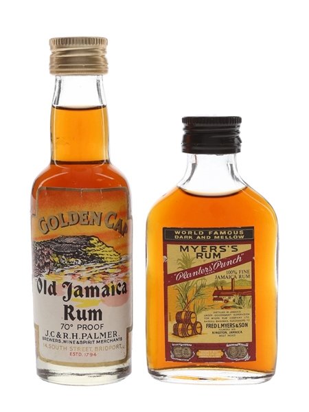 Golden Cap & Myers's Rum Bottled 1970s 2 x 5cl