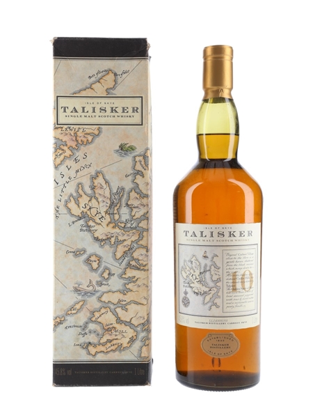 Talisker 10 Year Old Bottled 1990s - Map Label 100cl / 45.8%