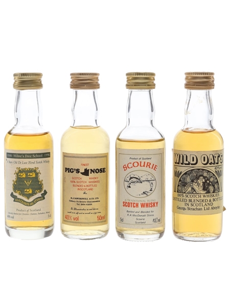 Alacritate-Ac-Studio, Pig's Nose, Scourie & Wild Oats Bottled 1980s 4 x 5cl