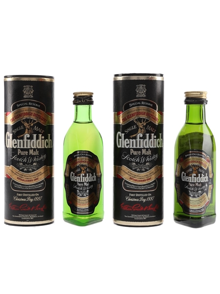 Glenfiddich Special Old Reserve Pure Malt Bottled 1980s-1990s 2 x 5cl