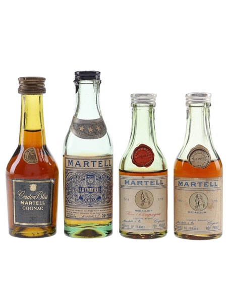 Martell Cordon Bleu, 3 Star & Medallion Bottled 1950s-1980s 4 x 3cl-5cl / 40%