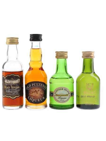 Glenturret, Old Pulteney, Scottish Island & Wallace Liqueurs  4 x 5cl