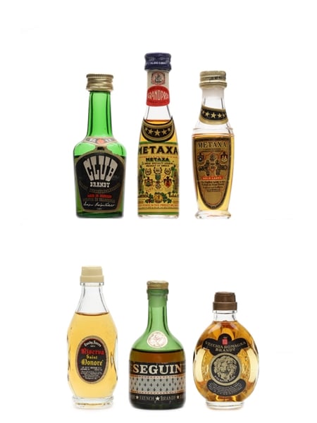 Assorted Brandy Buton, Landy Freres, Metaxa, Seguin 6 x 3cl-5cl