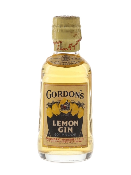 Gordon's Lemon Gin Spring Cap Bottled 1950s 5cl / 34%