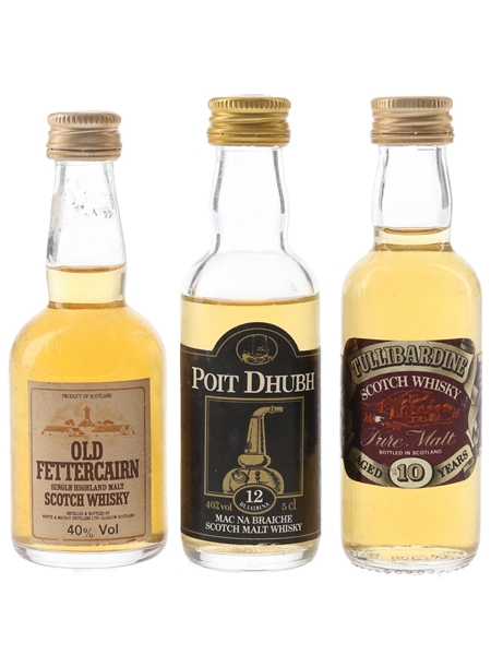Old Fettercairn, Poit Dhubh & Tullibardine Bottled 1980s 3 x 5cl / 40%