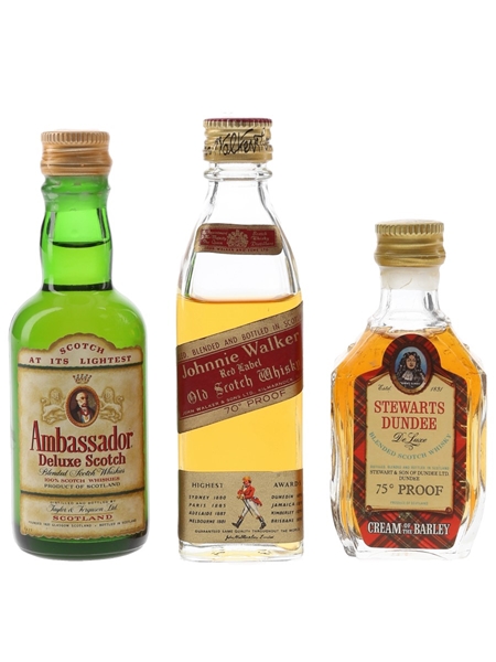 Ambassador, Johnnie Walker & Stewarts Dundee Bottled 1970s 3 x 5cl