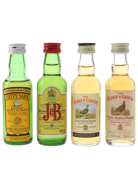 Cutty Sark, Famous Grouse & J & B  4 x 5cl / 40%