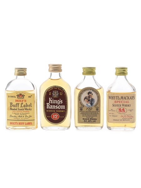 Buff Label, King's Ransom, Ian Macleod & Whyte & Mackays Bottled 1980s 4 x 4cl-5cl