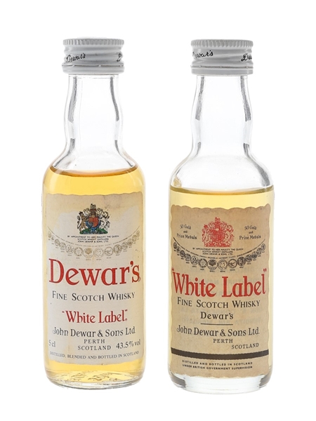 Dewar's White Label Bottled 1970s & 1980s 2 x 5cl