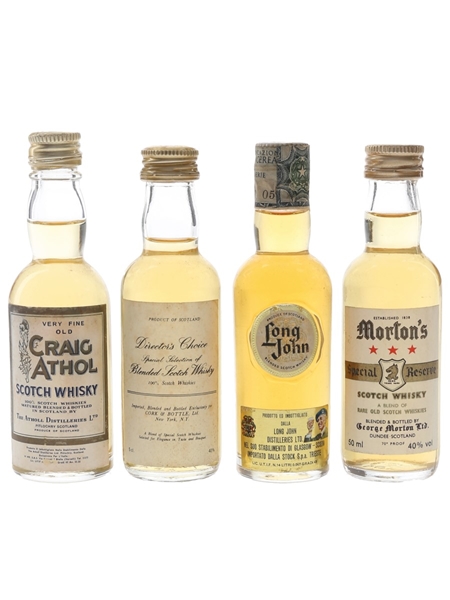 Craig Athol, Director's Choice, Long John & Morton's Bottled 1960s-1980s 4 x 4.7cl-5cl