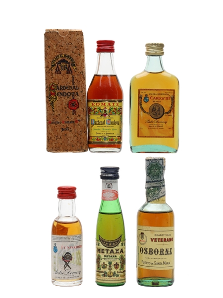 Assorted Brandy Cardenal Mendoza, Metaxa, Osborne & Pedro Domecq 5 x 3cl - 5cl