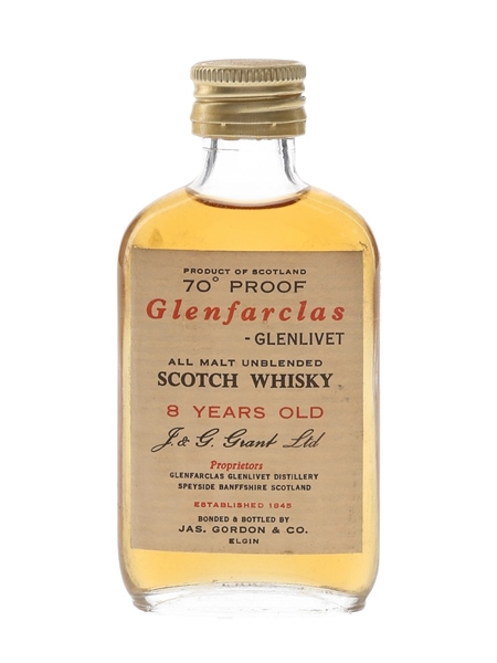 Glenfarclas Glenlivet 8 Year Old Bottled 1960s-1970s - Jas. Gordon & Co. 5cl / 40%