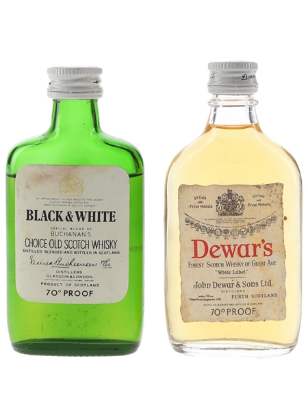 Dewar's White Label And Buchanan's Black & White Bottled 1970s 2 x 5cl / 40%