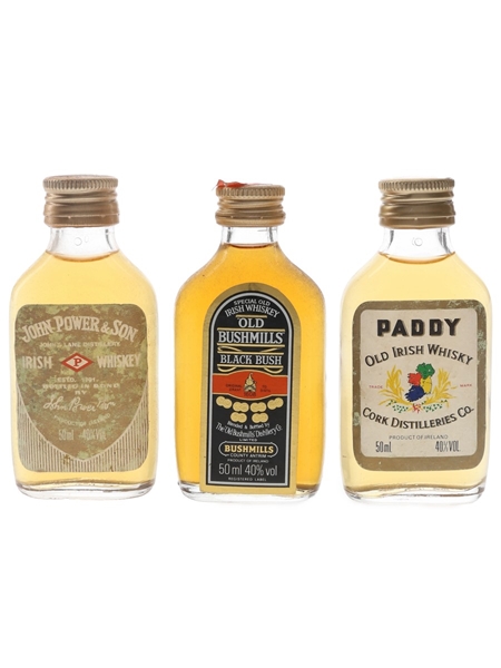 Old Bushmills, Paddy & John Power & Son Bottled 1980s 3 x 5cl / 40%