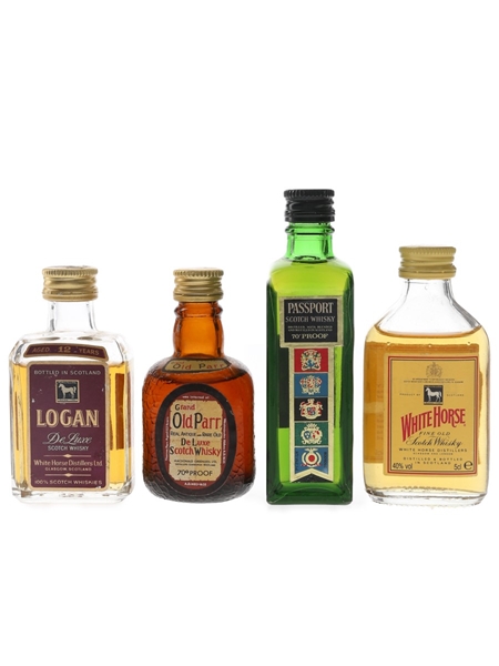 Grand Old Parr, Logan, Passport & White Horse Bottled 1970s & 1990s 4 x 5cl
