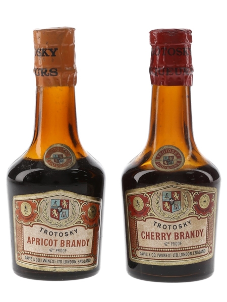 Trotosky Apricot & Cherry Brandy Bottled 1950s-1960s 2 x 5cl