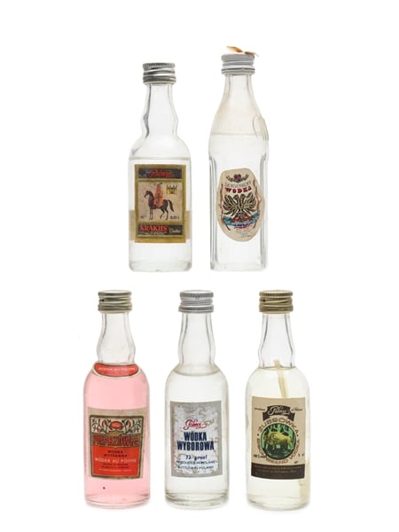 Assorted Polish Vodka Bottled 1970s 5 x 5cl