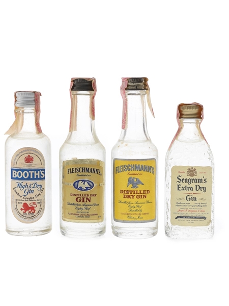 Booth's, Fleischmann's & Seagram's Dry Gin Bottled 1970s-1980s - United States 4 x 4.7cl-5cl