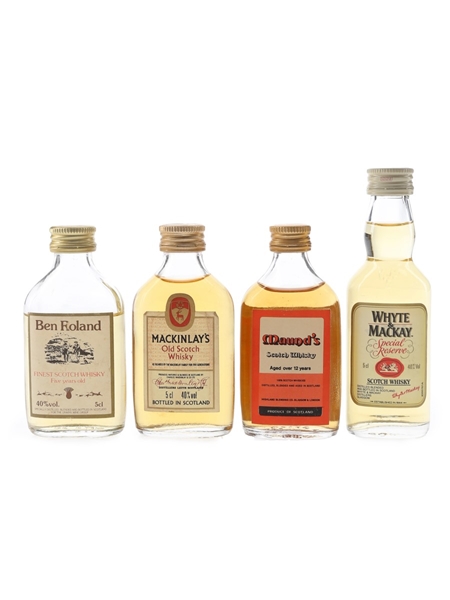 Ben Roland, Mackinlay's, Maund's And Whyte & Mackay Bottled 1980s-1990s 4 x 4cl-5cl / 40%