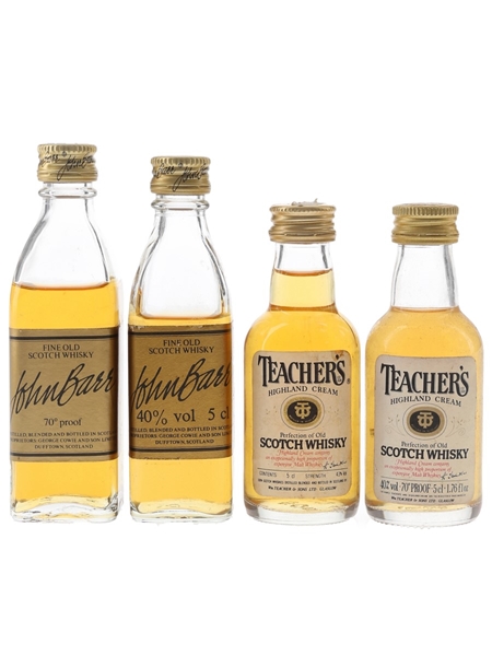 John Barr & Teacher's Bottled 1970s-1980s 4 x 5cl