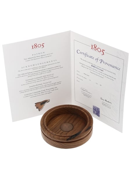 HMS Victory Oak & Copper Wine Bottle Coaster Nauticalia 