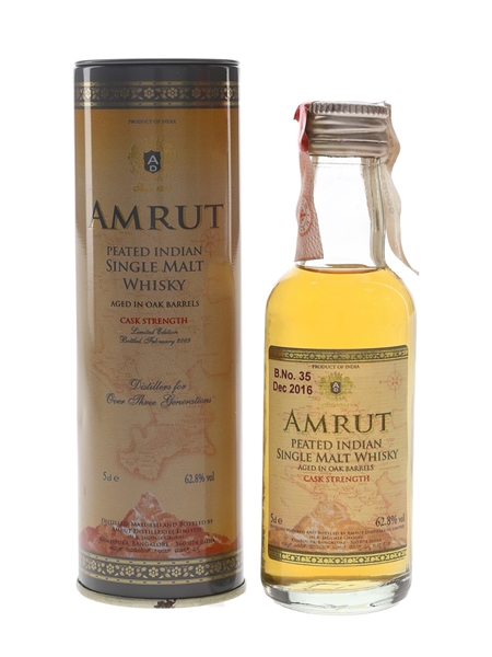 Amrut Peated Cask Strength Bottled 2016 5cl / 62.8%