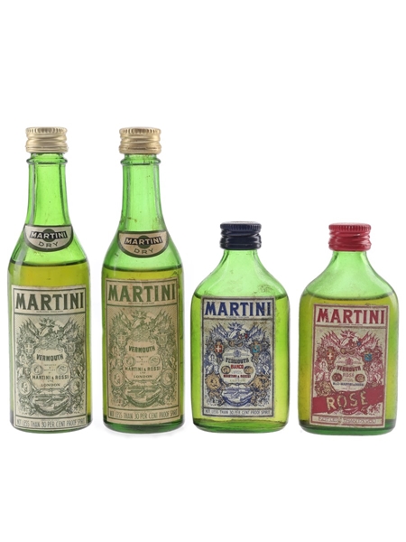 Martini Bianco, Dry & Rose Bottled 1970s 4 x 5cl / 17%