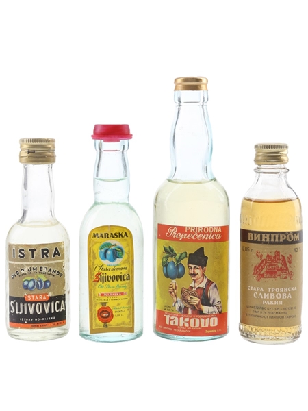 Istra, Maraska, Takovo & Vinoprom Sljivovica Plum Brandy 4 x 5cl-10cl