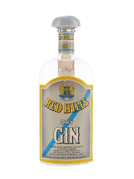 Red Hills Dry London Gin Bottled 1960s - Buton 75cl / 45%