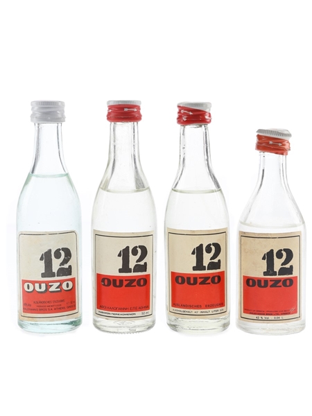 Ouzo 12 Bottled 1980s 4 x 4cl-5cl