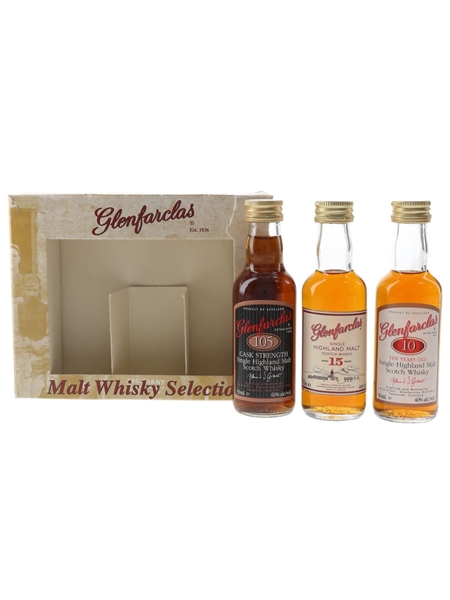 Glenfarclas Malt Whisky Selection 105, 10 Year Old & 15 Year Old 3 x 5cl