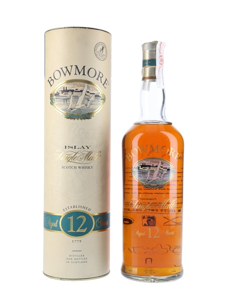 Bowmore 12 Year Old Bottled 1990s - Screen Printed Label 100cl / 43%