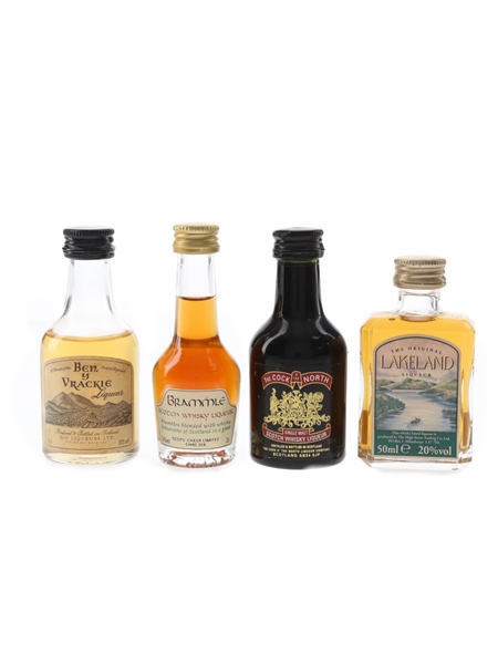 Assorted Scotch Liqueur Ben Y Vrackie, Brammle, Lakeland & The Cock O' The North 4 x 2cl-5cl