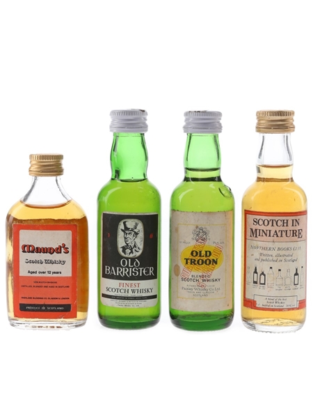 Maund's, Old Barrister, Old Troon & Scotch In Miniature Bottled 1970s-1980s 4 x 4cl-5cl / 40%