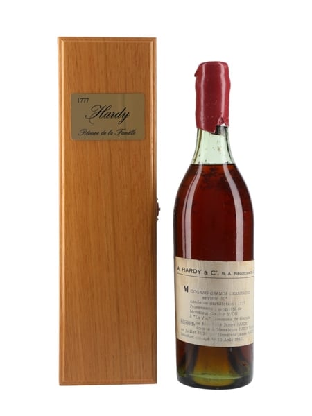 Jacques Hardy 1777 Grande Champagne Cognac Bottled 1936, Re-corked 1967 70cl