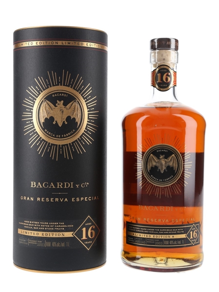 Bacardi 16 Year Old Gran Reserva Especial Youngest Rum Barreled In 2003 - Travel Retail 100cl / 40%