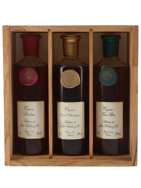 Jules Robin & Co. Connoisseur Selection Cognac Borderies, Grande Champagne & Fins Bois 3 x 20cl / 43%