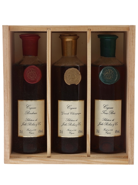 Jules Robin & Co. Connoisseur Selection Cognac Borderies, Grande Champagne & Fins Bois 3 x 20cl / 43%