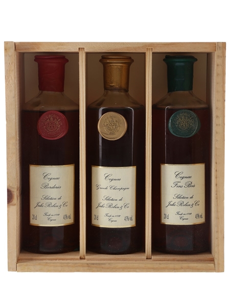 Jules Robin & Co. Connoisseur Selection Cognac Borderies, Grande Champagne & Fins Bois 3 x 20cl / 43%