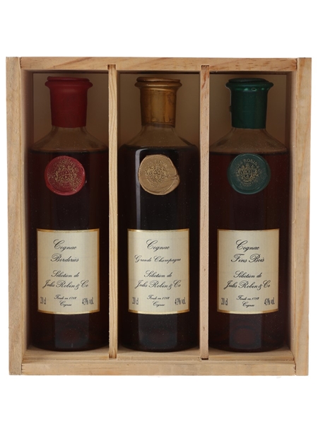 Jules Robin & Co. Connoisseur Selection Cognac Borderies, Grande Champagne & Fins Bois 3 x 20cl / 43%