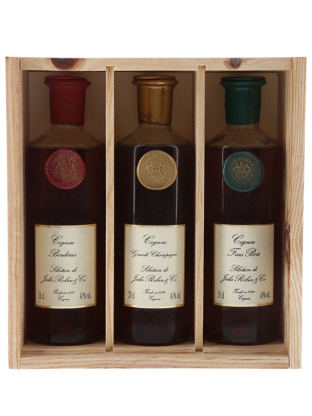 Jules Robin & Co. Connoisseur Selection Cognac Borderies, Grande Champagne & Fins Bois 3 x 20cl / 43%