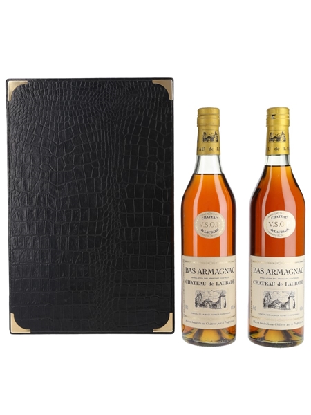 Chateau De Laubade VSOP Bottled 1988 - Leather Cigar Box 2 x 70cl / 40%