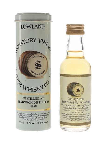 Bladnoch 1988 11 Year Old Bottled 2000 - Signatory Vintage 5cl / 43%